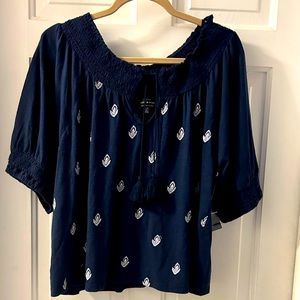 Lucky Brand Blue Peasant Top NWT.  size large